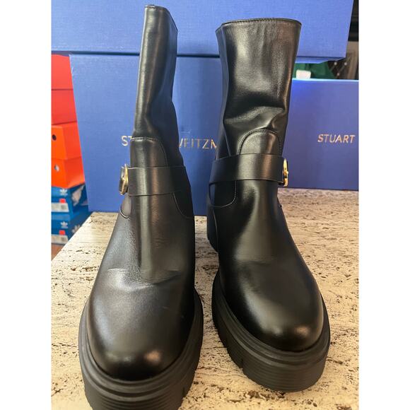 NEW Stuart Weitzman Soho Moto Booties Size 9B Women's Black (Retail $695) - Picture 6 of 9
